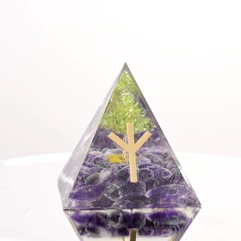 【能量金字塔】盧恩文奧根水晶能量金字塔(十二款可選) - 裝飾/擺設  - 水晶 多色