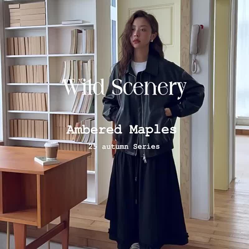 經典黑色 漫遊影跡 復古文藝皮衣夾克PU繡花皮衣外套 - 女大衣/外套 - 人造皮革 黑色