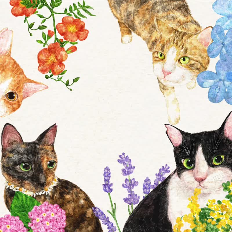 [Pre-order] 2025 Furimuri Illustration Desk Calendar Little Flower and Cat - Calendars - Paper Multicolor