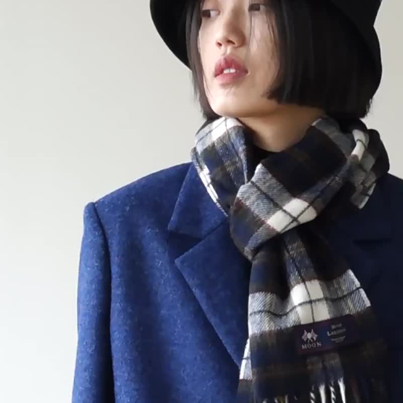 小藍 英國Moon寬松中性兩粒扣羊仔毛西裝外套 英倫中短款秋冬外套 - 女西裝外套 - 羊毛 藍色