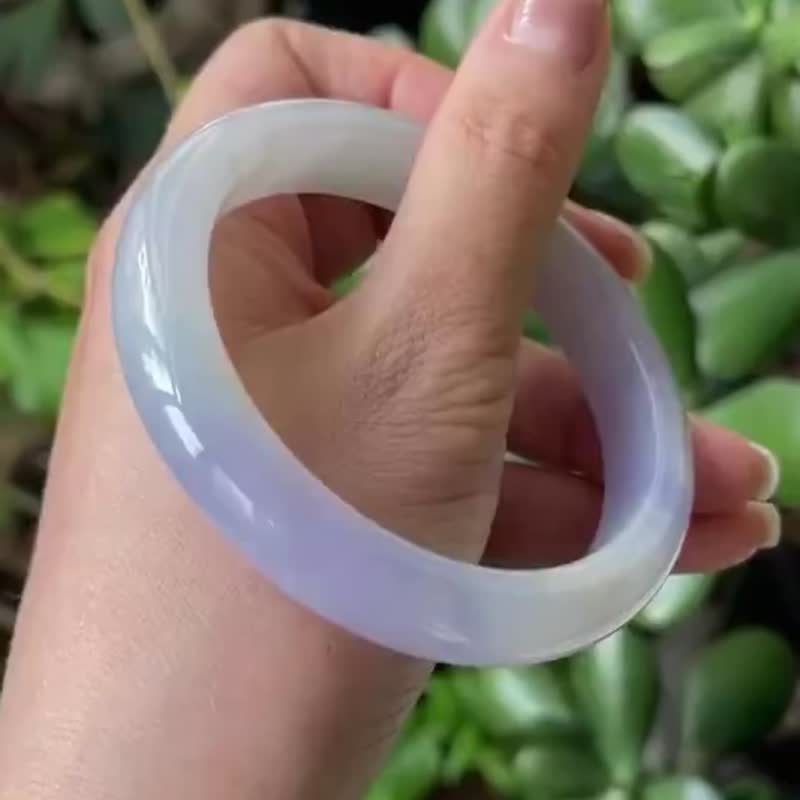 天然冰種翡翠玉鐲 A玉手鐲 玉鈪 • 冰種紫羅蘭翡翠福鐲 - 手鍊/手環 - 玉石 紫色
