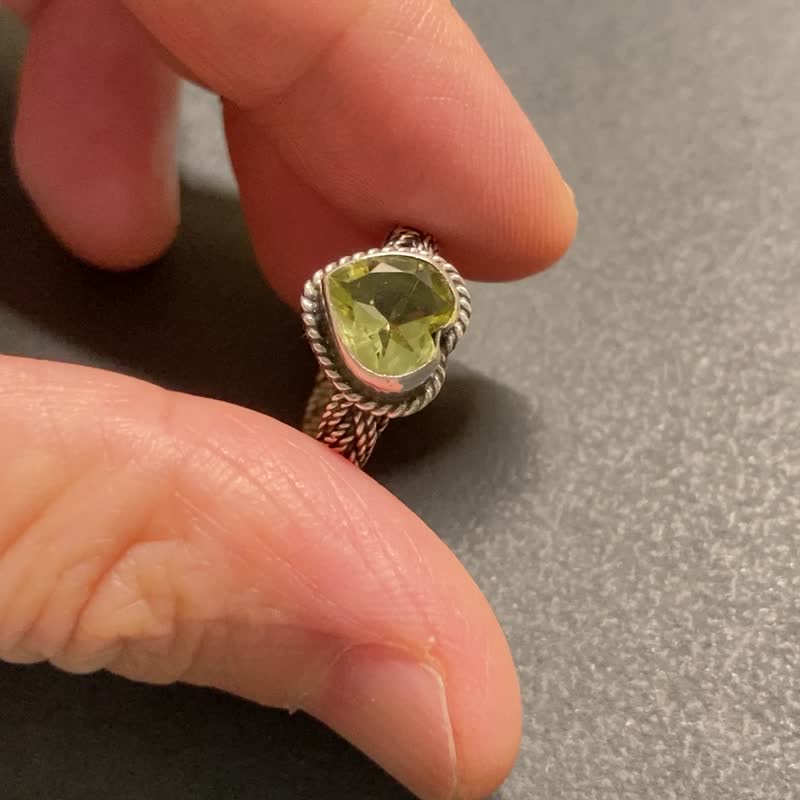 天然 檸檬水晶 戒指 編織 尼泊爾製 925純銀 手工製 - 戒指 - 水晶 