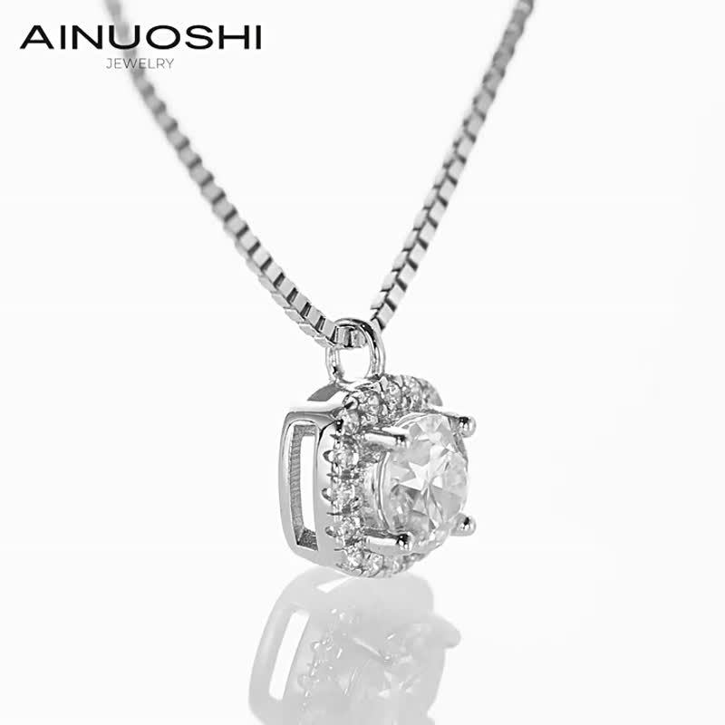 0.5 carat moissanite sterling silver necklace - สร้อยคอ - เครื่องเพชรพลอย 