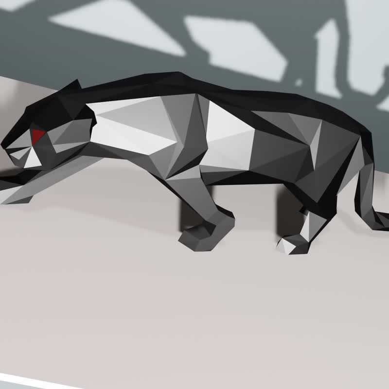 Panther in low poly style, 3dmodel, decorativ object - 圖文模板設計 - 其他材質 