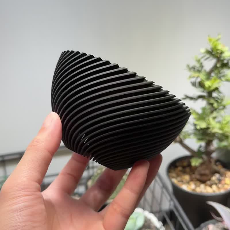 【CBP001 - 植木鉢】自家設計 / 3D列印植物盆 / 多肉塊根植物盆 - 盆栽/植栽 - 塑膠 黑色