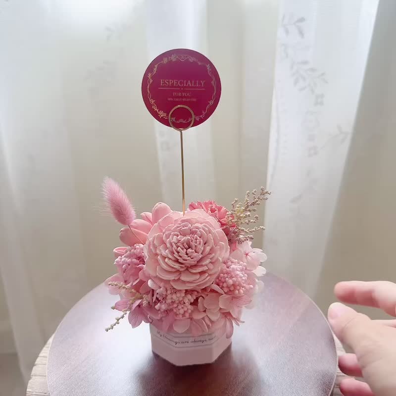桌上型 名片夾 卡片夾擴香盆 永生花  粉紅 - 乾燥花/永生花 - 植物．花 粉紅色