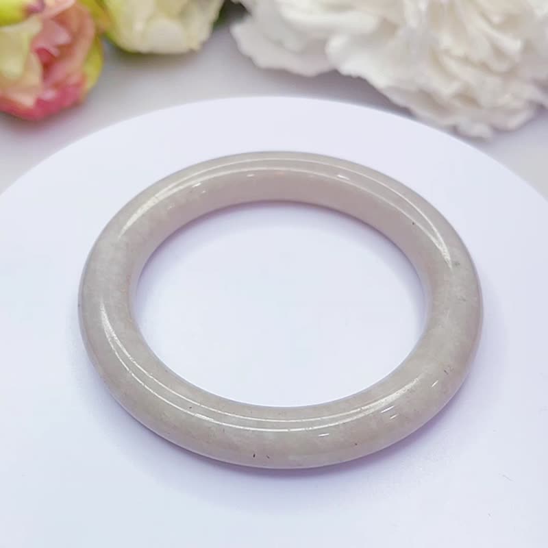 NO.65 雪花紫玉圓鐲 內徑 57 MM 圈口 佘太翠玉鐲 手環 手鐲 - 手鍊/手環 - 玉石 紫色