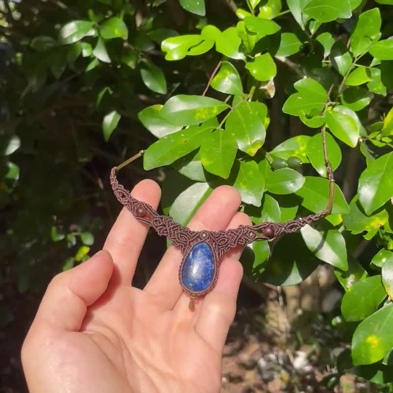 青金石圖騰編織頸鍊 - 頸鏈 - 寶石 