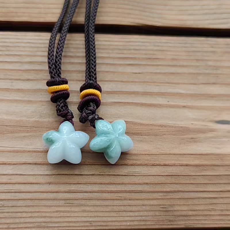 親翠 天然翡翠 冰飄花厚實海星調整式繩鏈 - 項鍊 - 玉石 多色