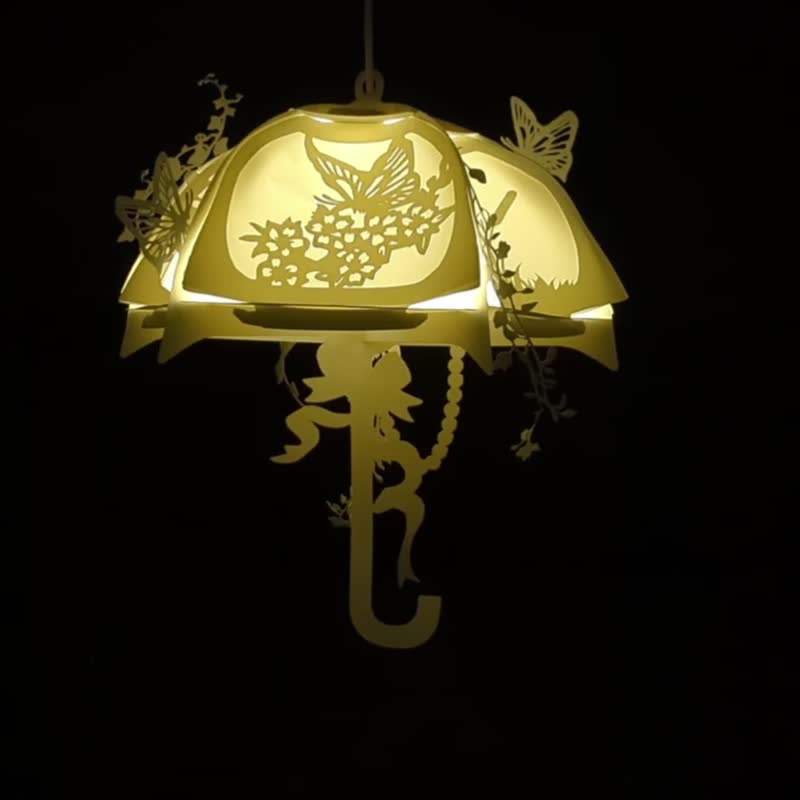 Umbrella paper cat lamp - งานไม้/ไม้ไผ่/ตัดกระดาษ - กระดาษ ขาว