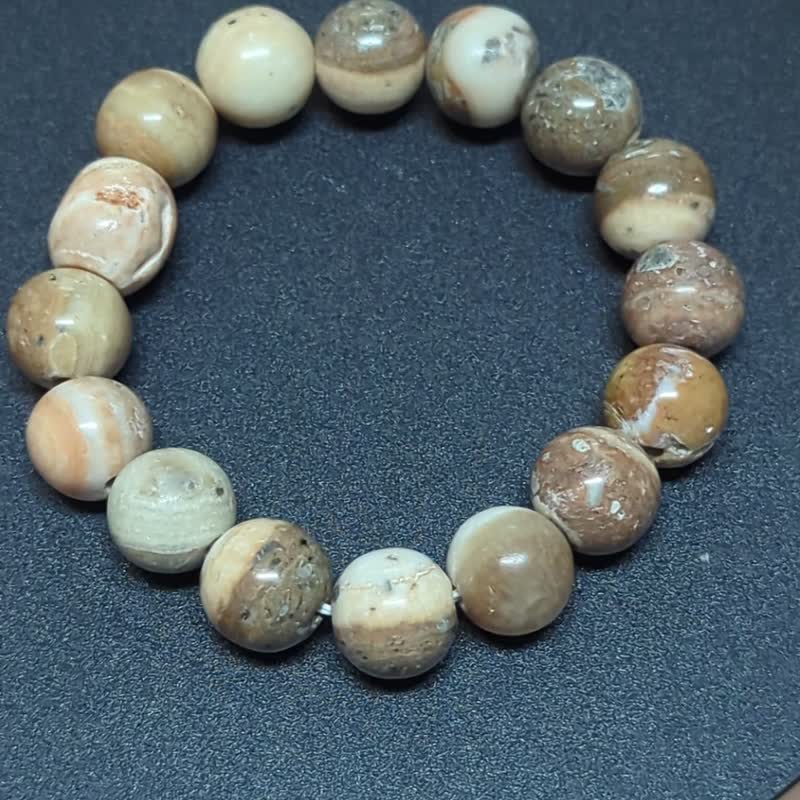 【運好氣】 龍宮舍利手鍊 清透 高頻 淨化磁場 專注度 修持心性 - 手鍊/手環 - 石頭 卡其色