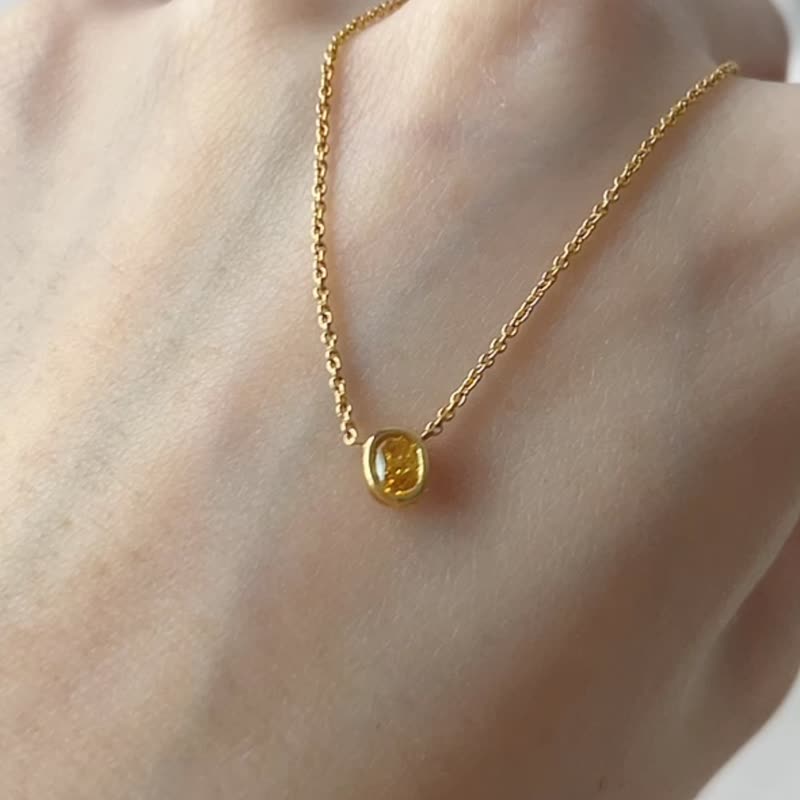 Xitang 13-point fancy yellow diamond necklace/natural diamond - สร้อยคอ - เพชร 