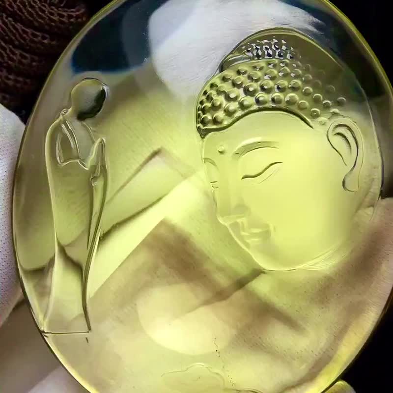 極品精美金字塔黃水晶大日如來側臉悟道牌子吊墜救苦救難普渡眾 - 吊飾/掛飾 - 水晶 