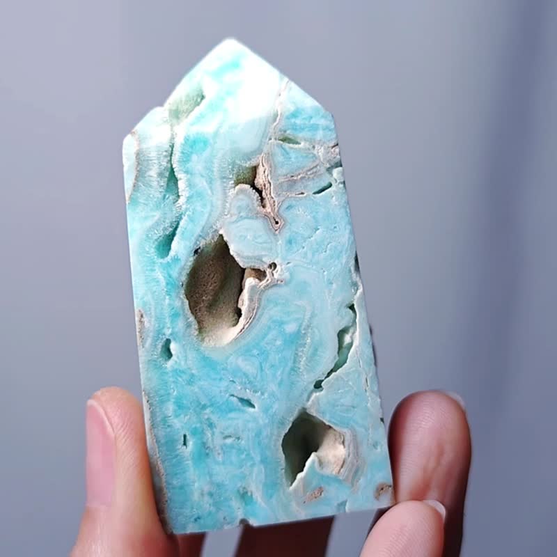 Rare Hemimorphite One Pillar Optimizing the Sky Mainstay Microcrystal Cave Recruiting Wealth Noble Crystal Pillar Single Product - Items for Display - Gemstone Blue