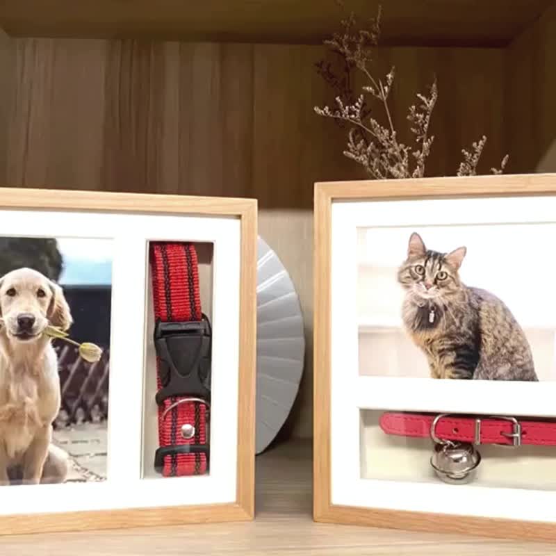 Pet Ashes ; Keepsake wooden Frame (7.5x8inch) Holds a collar and photo - 其他 - 木頭 咖啡色