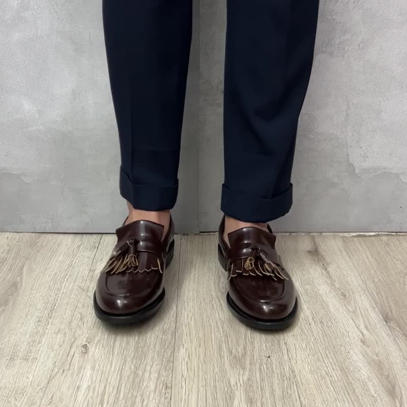 固特異手工捲邊流蘇樂福鞋 Goodyear Welt Prince Tassel Loafer - 男靴/短靴 - 真皮 黑色