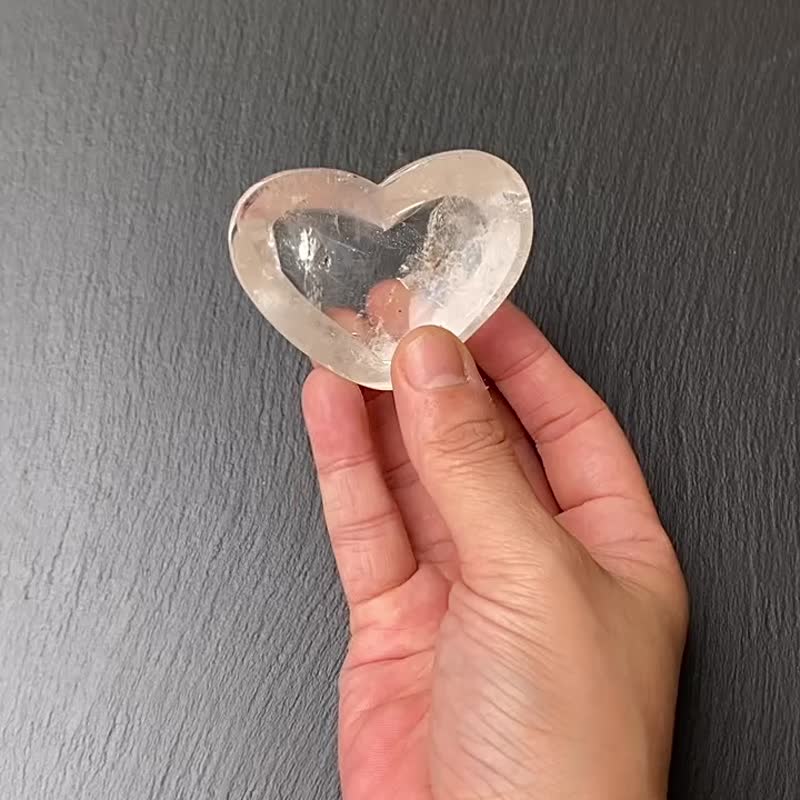 天然彩虹帶彩白水晶愛心盤x 天然水晶消磁石 凈化充電消磁套組 - 擺飾/家飾品 - 水晶 白色