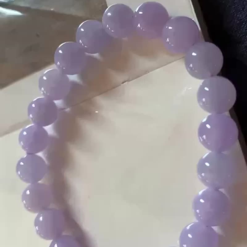 Ice jade natural jade A jade jade bead chain bracelet • Glutinous ice jade violet jade bracelet - สร้อยข้อมือ - หยก สีม่วง