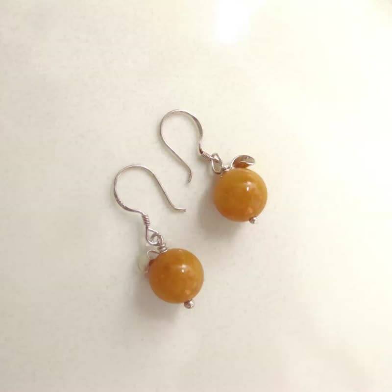 Sterling silver design earrings topaz+925 Silver(ear hook)/cute little orange/ - Earrings & Clip-ons - Jade Orange