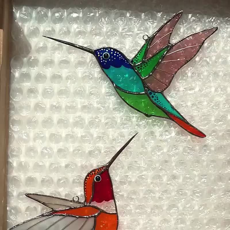 彩色玻璃蜂鳥套裝窗簾臥室裝飾現代捕光器 - 擺飾/家飾品 - 玻璃 多色