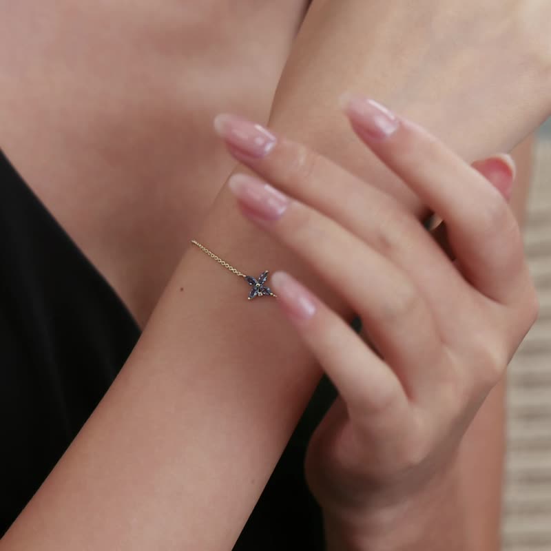 Lucky Flower Zircon Adjustable Bracelet - Bracelets - Sterling Silver Gold