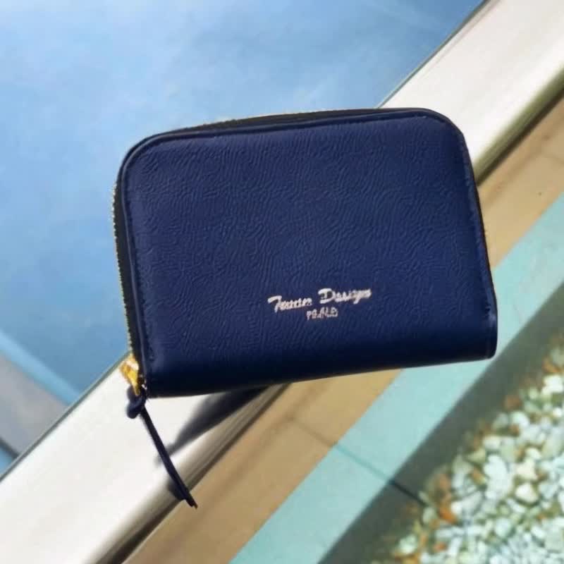 Tosca | Zip Coins Wallet /皮革零錢包 男裝/MENS/散紙包 - 皮夾/長短夾/錢包 - 真皮 藍色