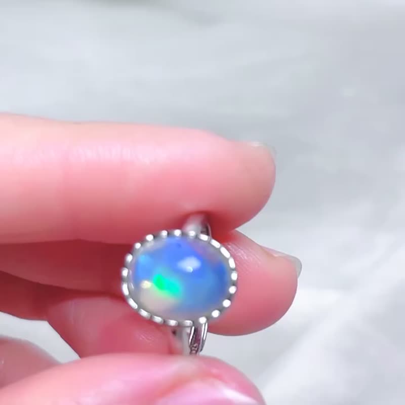 Look at the world with purity, colorful transparent bubbles/white opal ring/opal/925 sterling silver - แหวนทั่วไป - เครื่องเพชรพลอย หลากหลายสี