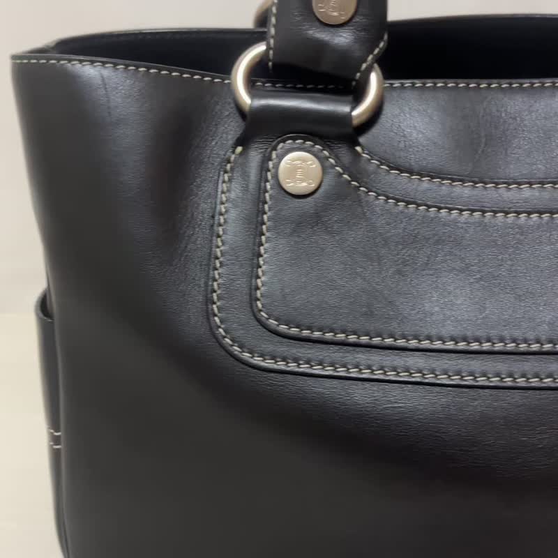 本物 CELINE セリーヌ ブギーバッグ ハンドバッグ レザー ダークネイビー 中古 - 手提包/手提袋 - 真皮 