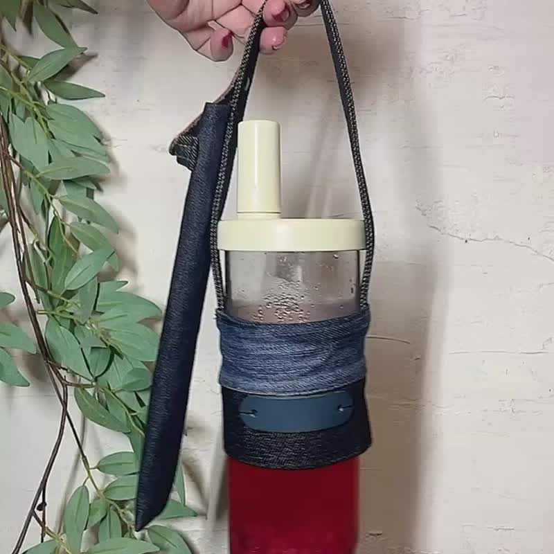 Handmade Denim Stitching Elephant Cup Portable Cup with Straw Storage - Other - Cotton & Hemp 