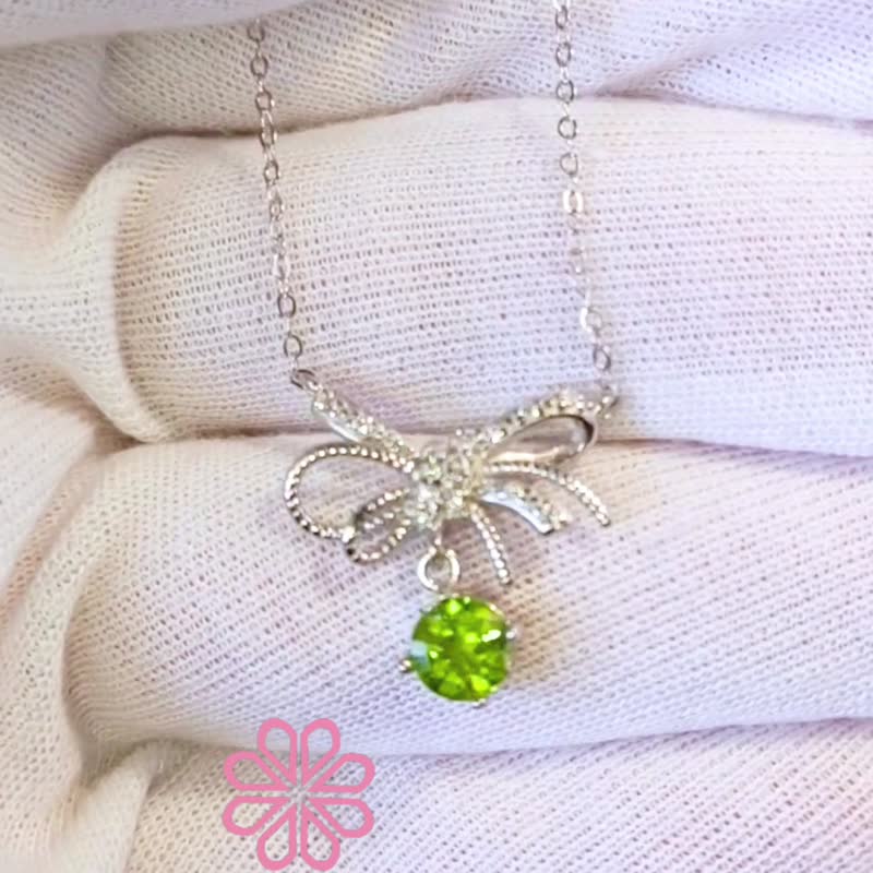 Natural Peridot Necklace Sterling silver 925. - 項鍊 - 純銀 綠色