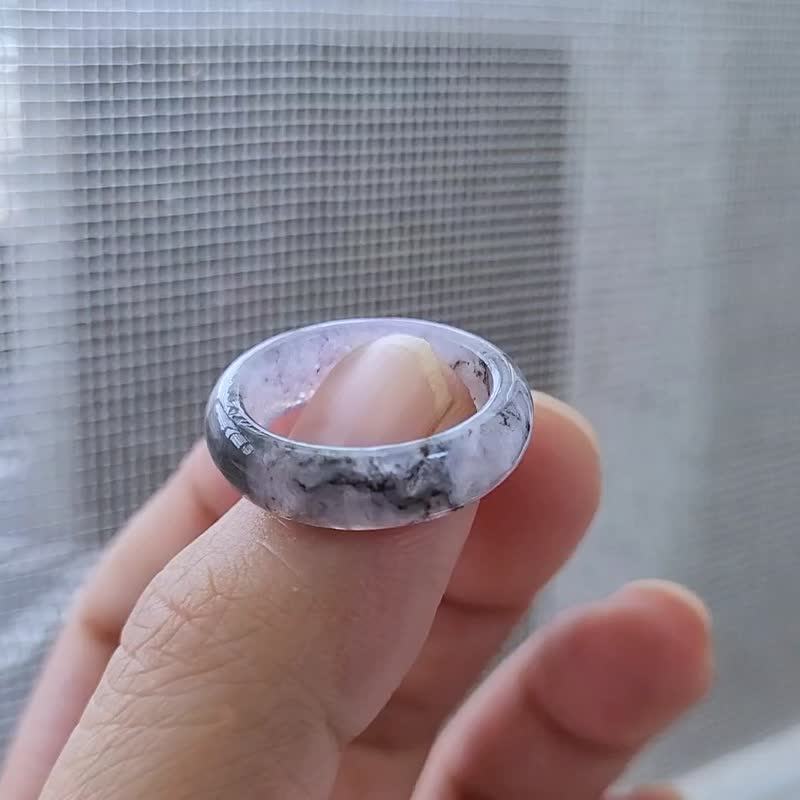 【親翠】天然翡翠 冰紫烏雞雲霧三千雷動美手指鐲12戒圈 - 戒指 - 玉石 多色