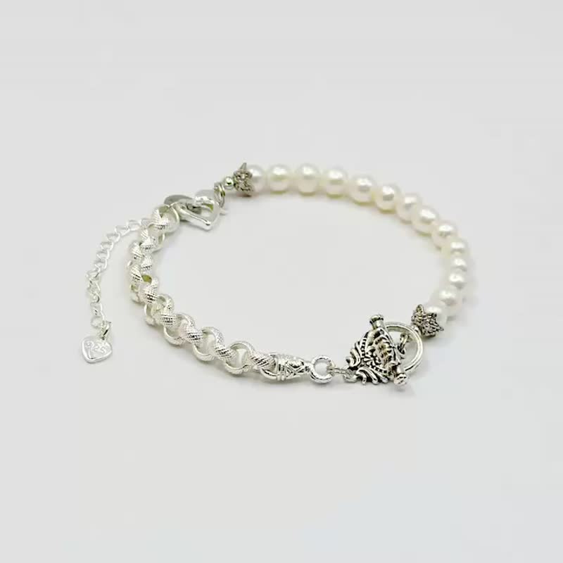 Diana~Guardian Series Natural Pearl Bracelet~Customized Valentine’s Day Gift Recommendation - สร้อยข้อมือ - ไข่มุก สีเงิน