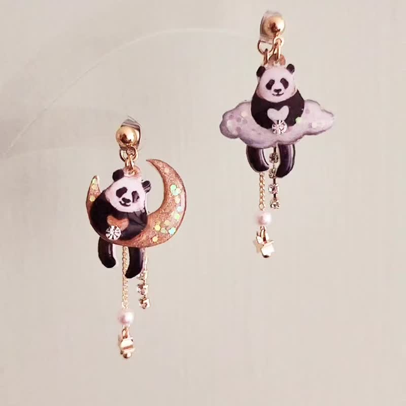 | Panda Paradise | Moon Panda/Cloud Panda Shaking Butt Earrings (sold individually) - Earrings & Clip-ons - Other Materials 