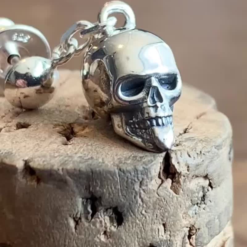 punk rock skull drop earrings,sterling silver,mens jewelry,present for him,pe74 - Earrings & Clip-ons - Sterling Silver Silver