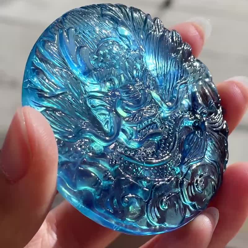 大美貨來了不要錯過 純天然海藍寶龍牌吊墜 高冰魔鬼藍可遇不可求 - 項鍊 - 寶石 