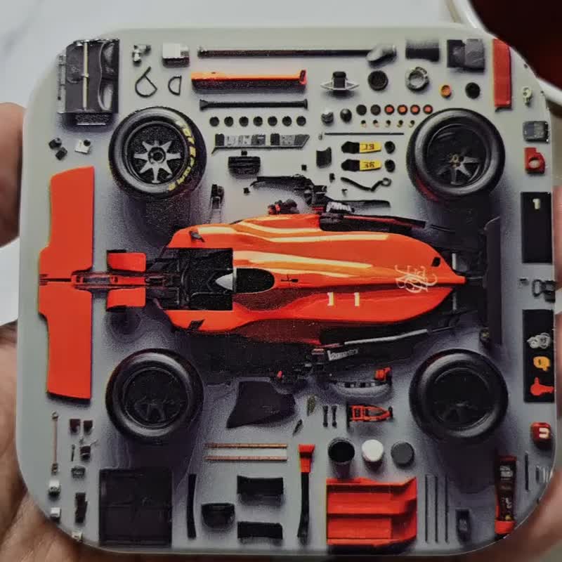 F1 Knolling- Ceramic Coaster - ที่รองแก้ว - ดินเผา สีแดง