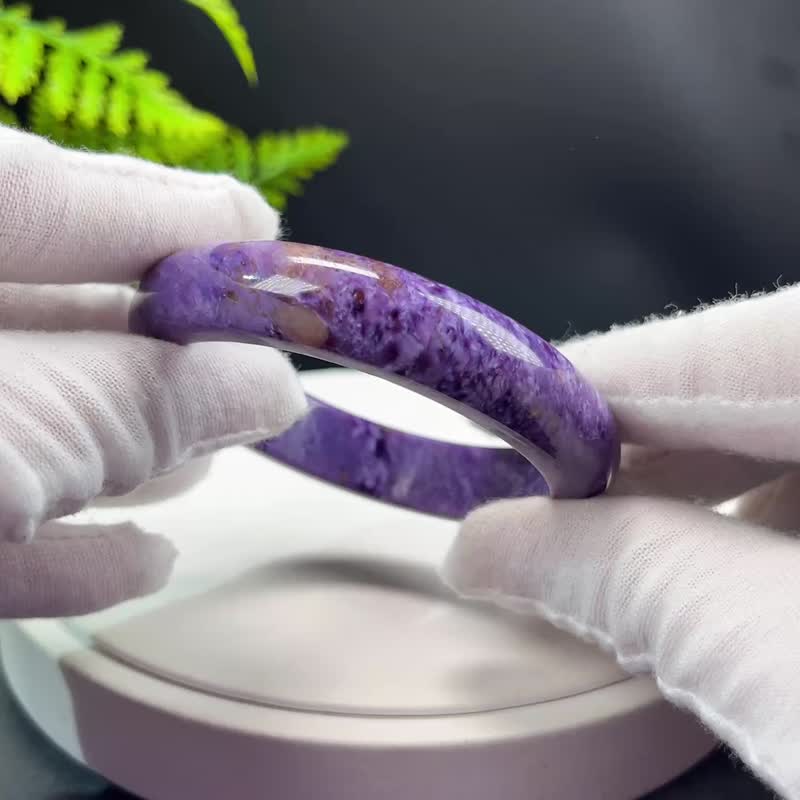 高品質 紫龍晶手鐲 56MM 高瓷玉化寶石手環女 包容心性 貴人磁場 - 手鍊/手環 - 寶石 紫色