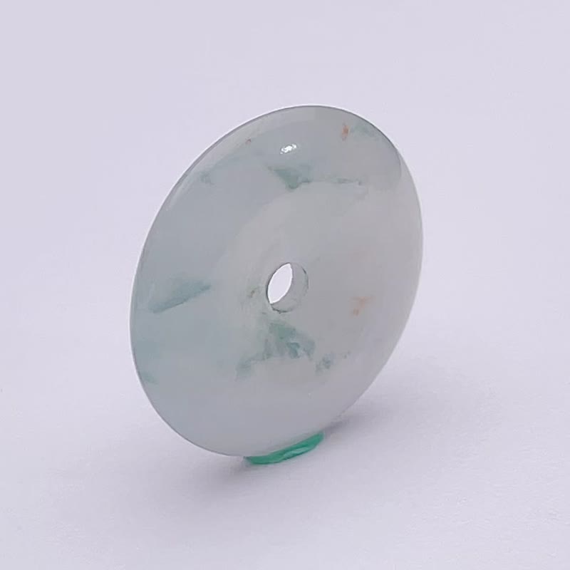 【願‧平安】冰飄綠花翡翠平安扣吊飾 | 天然緬甸玉翡翠A貨 - 吊飾/掛飾 - 玉石 綠色