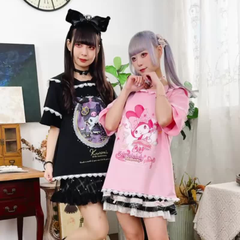 原創三麗鷗SANRIO授權美樂蒂50周年紀念荷葉邊短袖水手服JJ5090 - 女 T 恤 - 棉．麻 