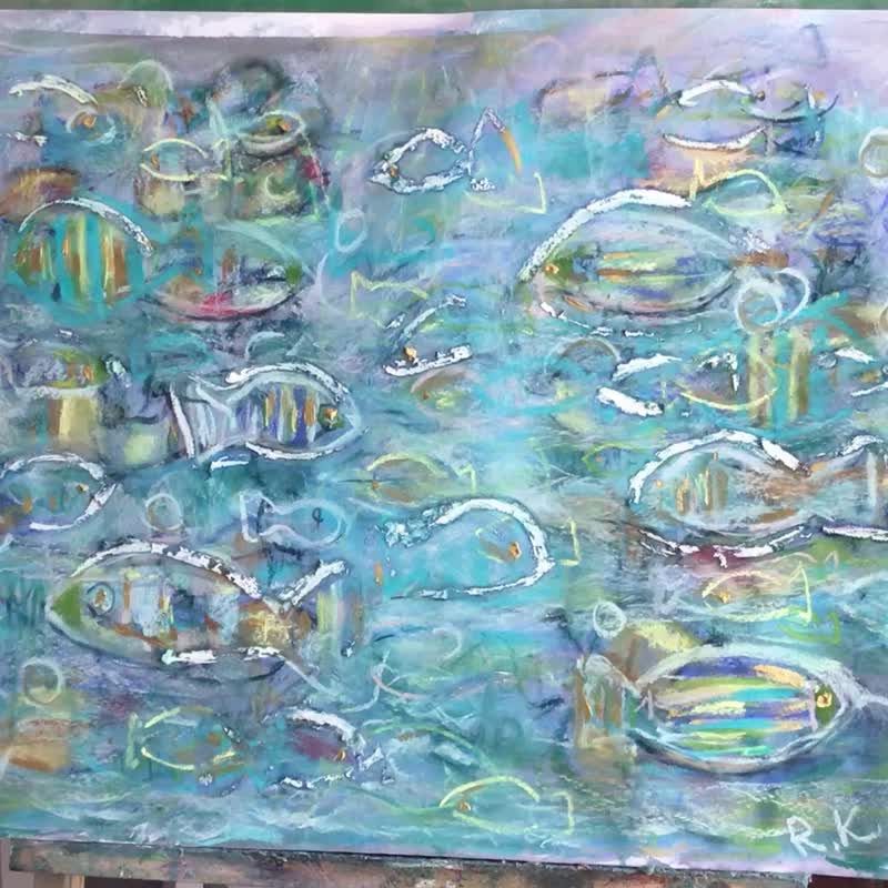 Aqua chorus - 壁貼/牆壁裝飾 - 紙 藍色