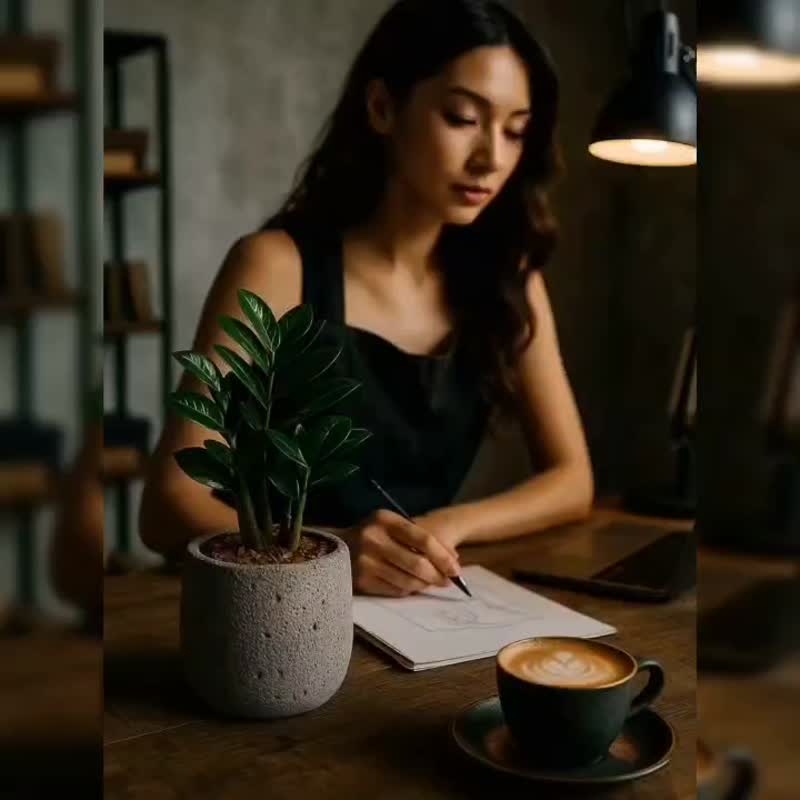 金璽金錢樹 圓點灰小水泥盆栽 開幕盆栽推薦 桌上盆栽 送禮 - 盆栽/植栽 - 植物．花 綠色