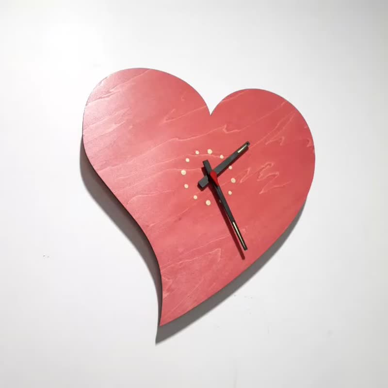 Handmade wooden creative clock to love for a lifetime - heart-warming - Clocks - Wood Red