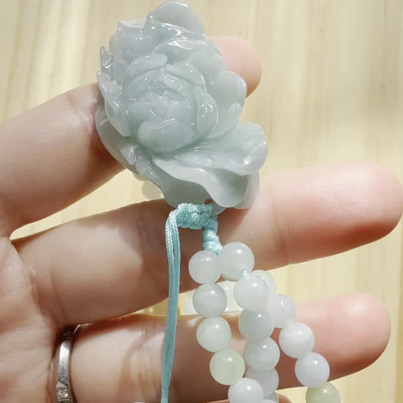 Handmade Jade Bracelet - Blue-Green Grace - 手鍊/手環 - 玉石 藍色