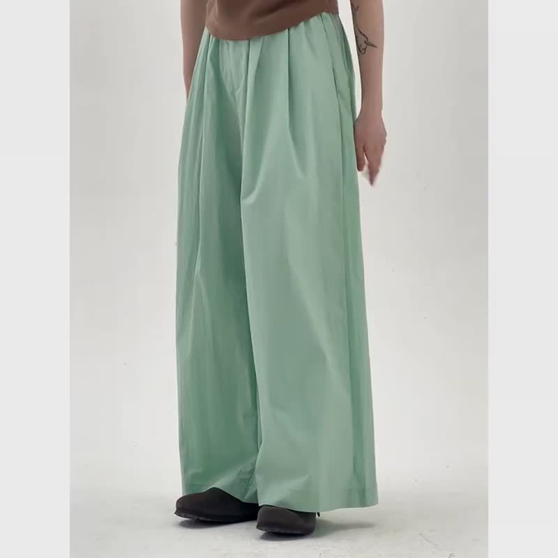 Candy Five Colors Ace Quick-Drying Pants Japanese Summer High Waist Loose Casual Wide Leg Wide Pants Quick-Drying Casual Pants - กางเกงขายาว - ผ้าฝ้าย/ผ้าลินิน สีกากี