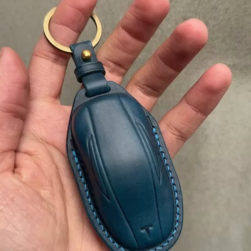 特斯拉 Buttero 鑰匙皮套  Tesla ModelX ModelS Model3 ModelY - 鑰匙圈/鑰匙包 - 真皮 黑色