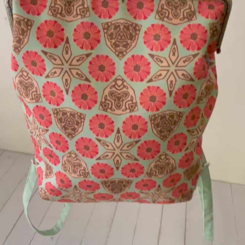 [Spot + Pre-Order] Handmade Gold Canvas Backpack Xiahong Pomegranate Flower