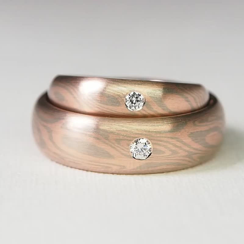 Element47 Jewelry studio~ Karat gold mokume gane wedding ring 12 (14KR/14KW) (Tw