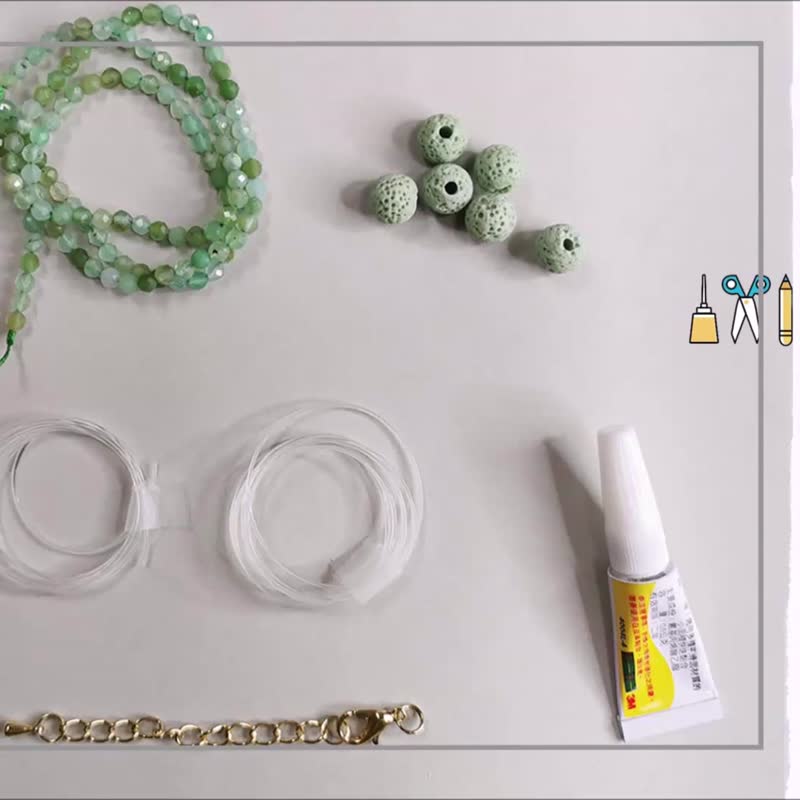 DIY Pack Chrysoprase Beaded Aroma Rock Necklace plus Extender Tutorial Video - Metalsmithing/Accessories - Gemstone White