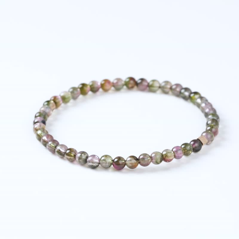 Translucent Watermelon Tourmaline | Natural Energy Bracelet | 3.5-4.5mm - สร้อยข้อมือ - หิน หลากหลายสี