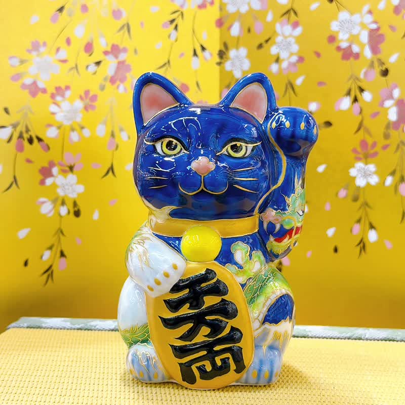 【嶽龍開運】日本清水燒招財貓 | 富士升龍 - 擺飾/家飾品 - 瓷 藍色